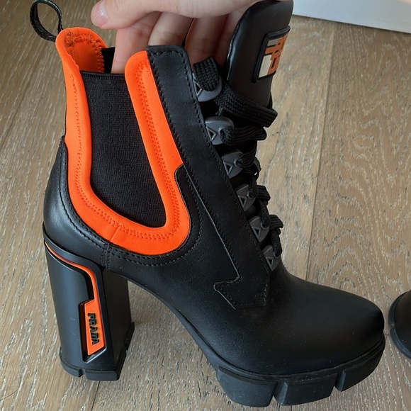 PRADA NEOPRENE NEON DETAIL LACE UP
BOOT - Picture 3 of 6